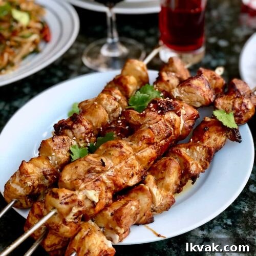 Teriyaki chicken skewers