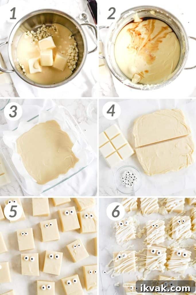 Halloween Fudge Recipes: Spooky Chocolate Treats 3 Collage showing how to make Halloween fudge.